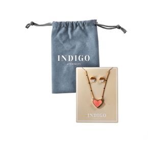 Indigo Authority Elliana Pave Heart + Earring Set  NIB